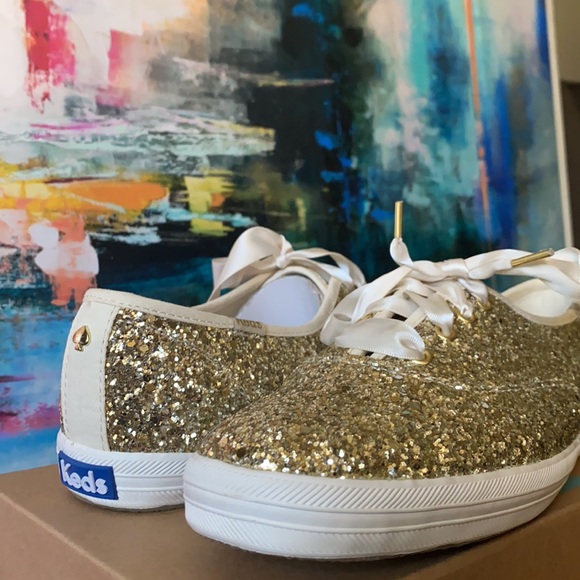 Keds x kate spade new york Champion Glitter, Platinum Gold - Picture 3 of 5
